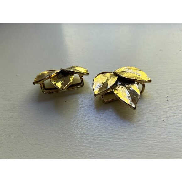 MIMI DI N 1981 Belt Buckle LEAVES Interlocking Gold Tone Metal Vintage Signed - Picture 5 of 9